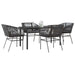 Set de sufragerie de grădină 5 piese neagră Sticlă Poly Rattan - WALTI WALTI