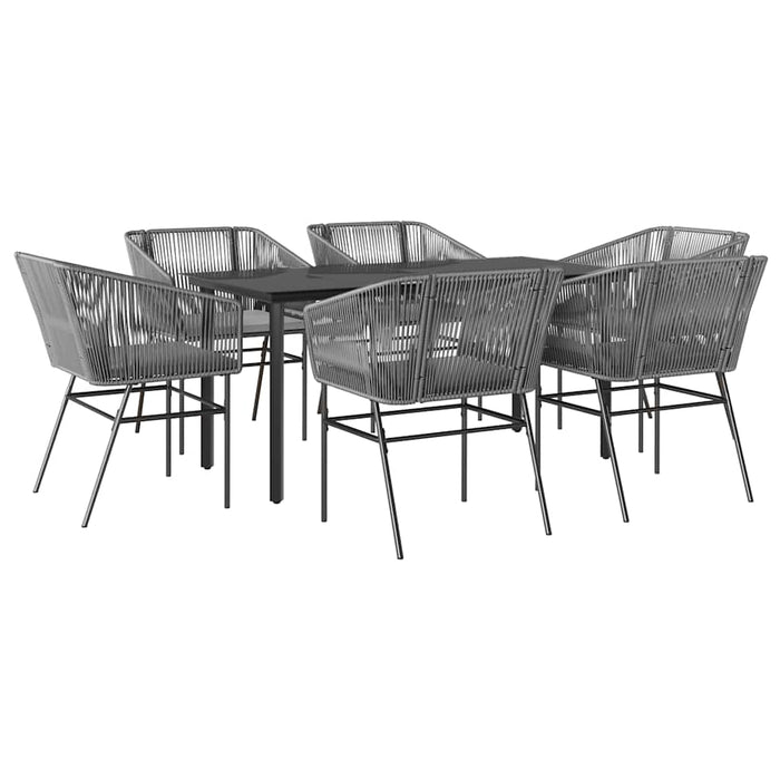 Set de sufragerie de grădină de 7 piese sticlă poliratan gri - WALTI WALTI