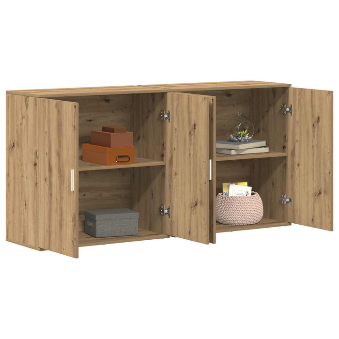 Bufet 2 pcs Stejar Artizanal 79 x 38 x 80 cm Lemn compozit WALTI