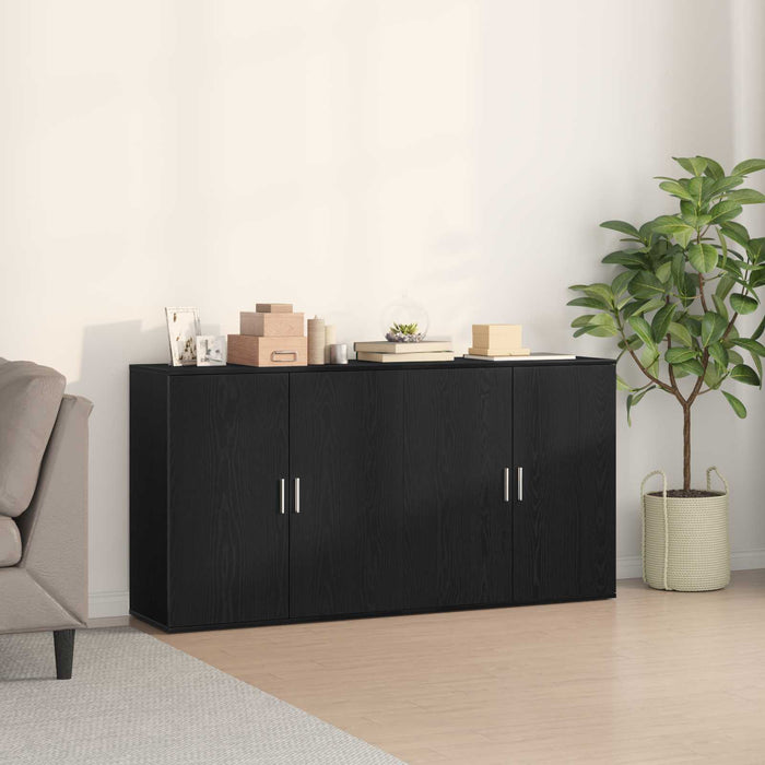 Bufet 2 pcs Stejar Negru 79 x 38 x 80 cm Lemn compozit WALTI