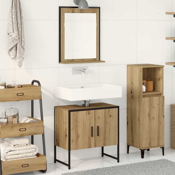 Set de mobilier pentru baie Pe perete 2 pcs Maro Lemn compozit - WALTI WALTI