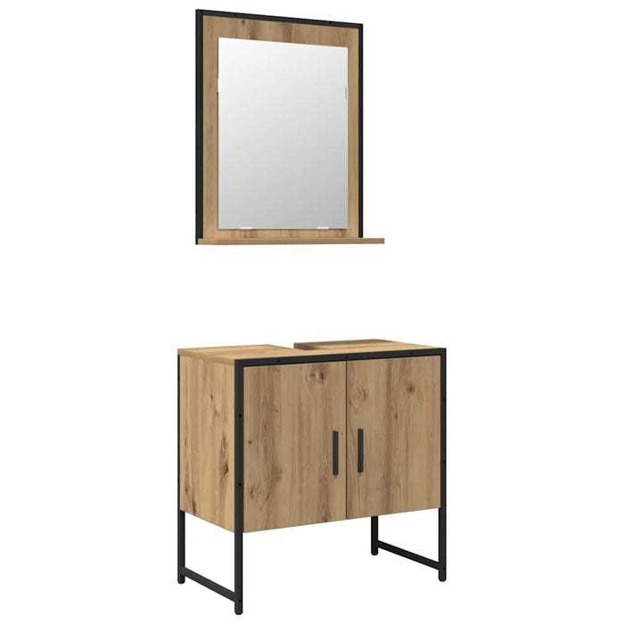 Set de mobilier pentru baie Pe perete 2 pcs Maro Lemn compozit - WALTI WALTI