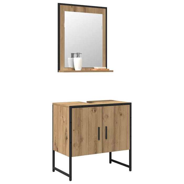 Set de mobilier pentru baie Pe perete 2 pcs Maro Lemn compozit - WALTI WALTI