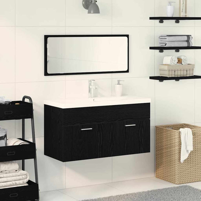 Set de Mobilier pentru Baie 3 pcs Stejar Negru 90x38.5x46cm - WALTI WALTI