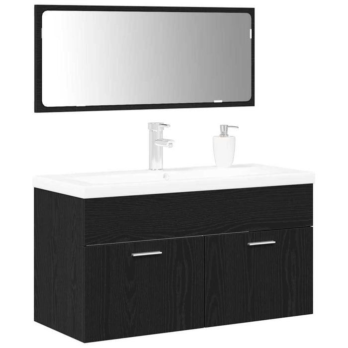Set de Mobilier pentru Baie 3 pcs Stejar Negru 90x38.5x46cm - WALTI WALTI