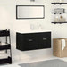 Set de mobilier pentru baie Pe perete cu ușă 3 pcs Stejar Negru - WALTI WALTI