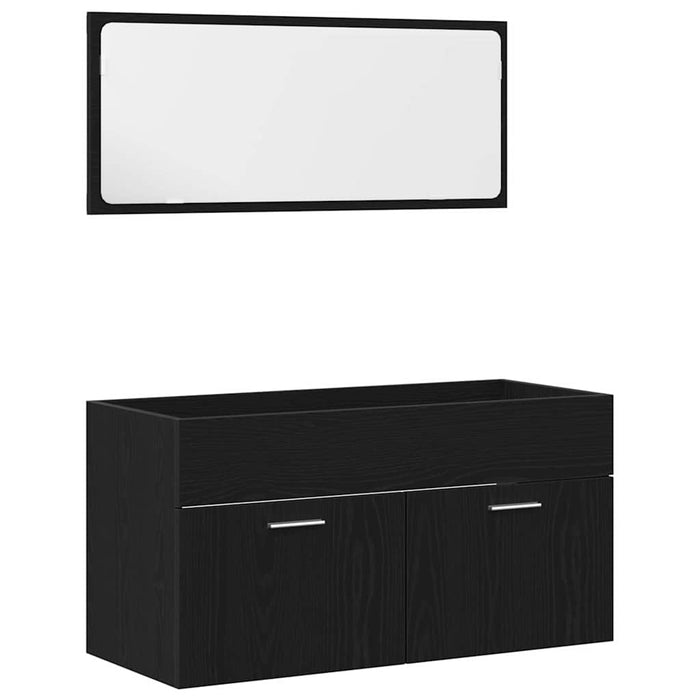 Set de mobilier pentru baie Pe perete cu ușă 3 pcs Stejar Negru - WALTI WALTI