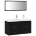 Set de mobilier pentru baie Pe perete cu ușă 3 pcs Stejar Negru - WALTI WALTI