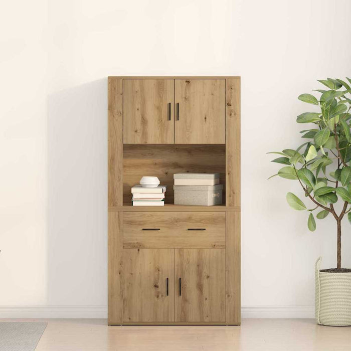 Highboard stejar artizanal 80 x 33 x 150 cm Lemn compozit - WALTI WALTI