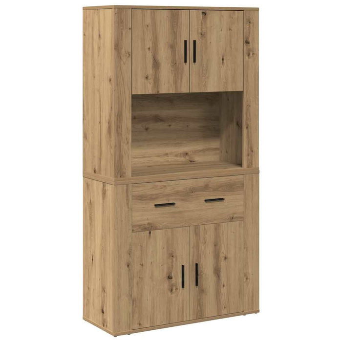 Highboard stejar artizanal 80 x 33 x 150 cm Lemn compozit - WALTI WALTI