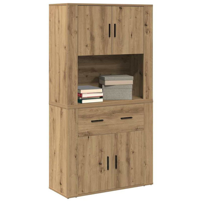 Highboard stejar artizanal 80 x 33 x 150 cm Lemn compozit - WALTI WALTI