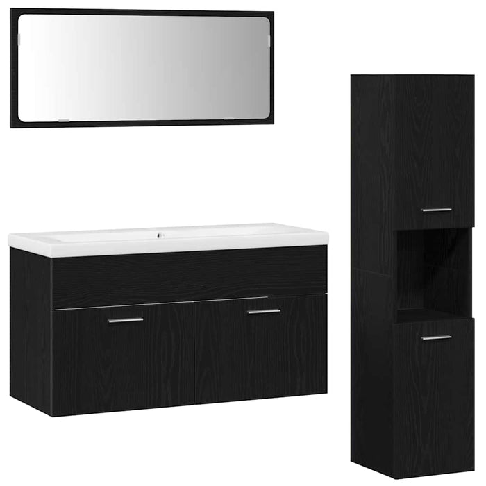 Set de Mobilă pentru Baie 4 pcs Stejar Negru 90 x 38.5 x 46 cm - WALTI WALTI