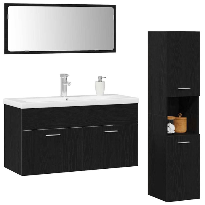 Set de Mobilă pentru Baie 4 pcs Stejar Negru 90 x 38.5 x 46 cm - WALTI WALTI