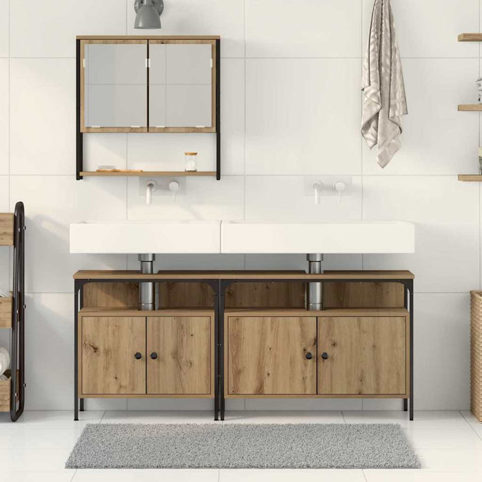 Set de mobilă pentru baie 3 piese Stejar Artisan Lemn prelucrat - WALTI WALTI