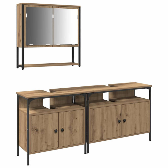 Set de mobilă pentru baie 3 piese Stejar Artisan Lemn prelucrat - WALTI WALTI