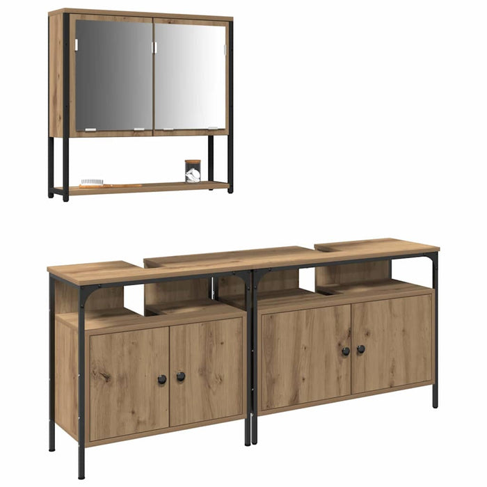Set de mobilă pentru baie 3 piese Stejar Artisan Lemn prelucrat - WALTI WALTI