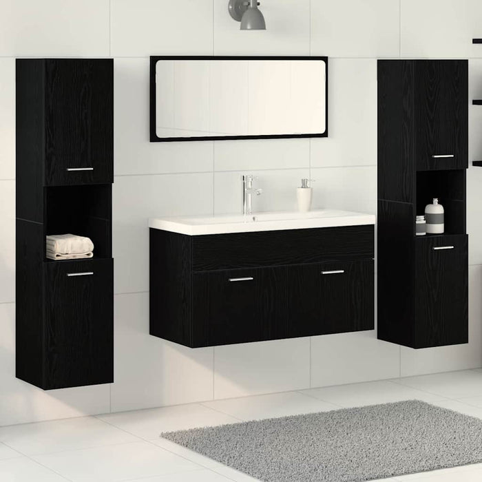 Set de mobilier pentru baie 5 pcs Stejar Negru 30 x 30 x 130 cm - WALTI WALTI