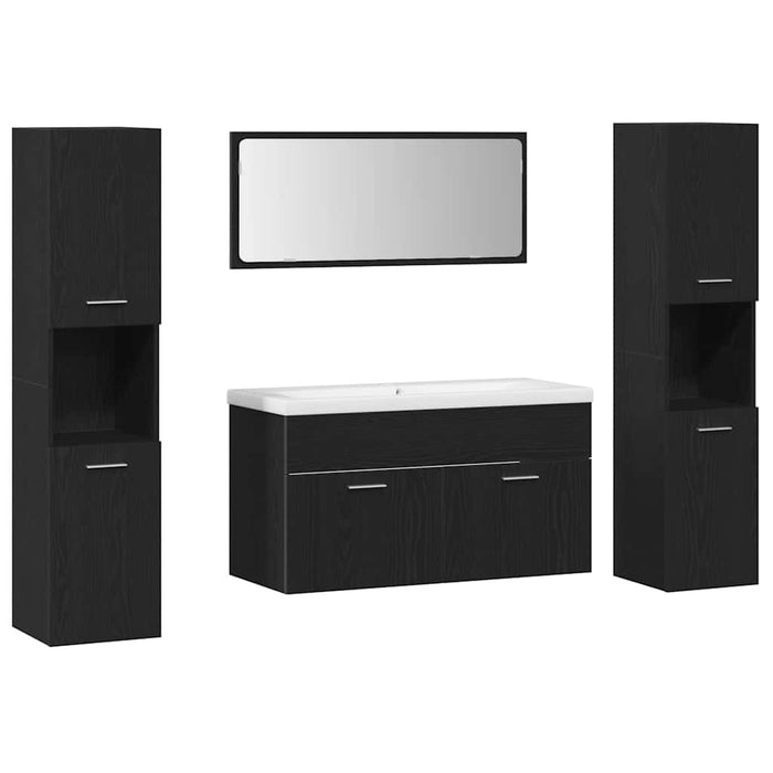 Set de mobilier pentru baie 5 pcs Stejar Negru 30 x 30 x 130 cm - WALTI WALTI