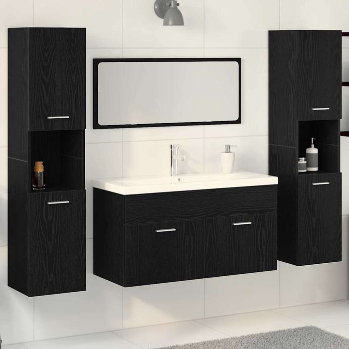 Set de mobilier pentru baie 5 pcs Stejar Negru 30 x 30 x 130 cm - WALTI WALTI