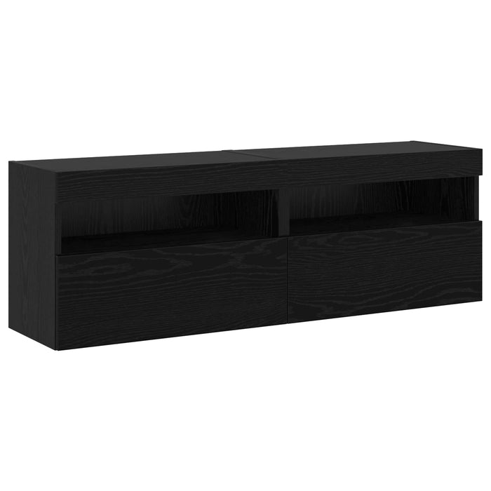 Set comodă TV Pe perete 6 pcs Stejar negru Lemn compozit - WALTI WALTI