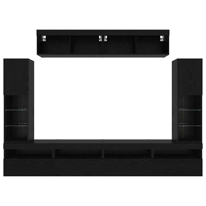 Set comodă TV Pe perete 6 pcs Stejar negru Lemn compozit - WALTI WALTI