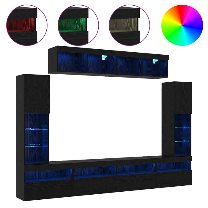 Set comodă TV Pe perete 6 pcs Stejar negru Lemn compozit - WALTI WALTI