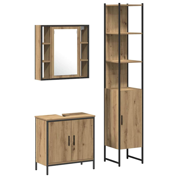 Unități de vanitate pentru baie cu ușă 3 pcs Maro Lemn compozit - WALTI WALTI