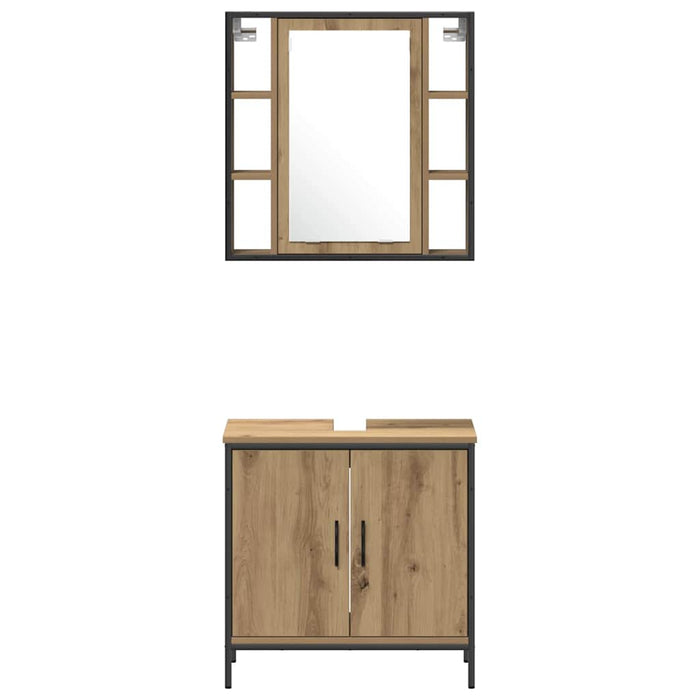 Unități de vanitate pentru baie cu ușă 3 pcs Maro Lemn compozit - WALTI WALTI
