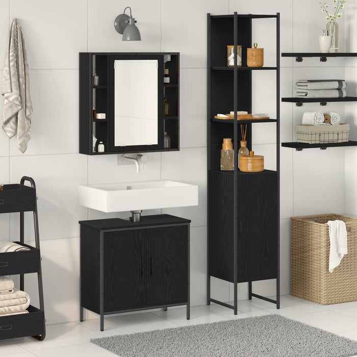 Unități de vanitate pentru baie 3 pcs Negru Lemn compozit - WALTI WALTI
