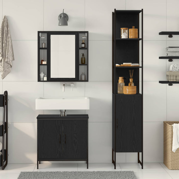 Unități de vanitate pentru baie 3 pcs Negru Lemn compozit - WALTI WALTI