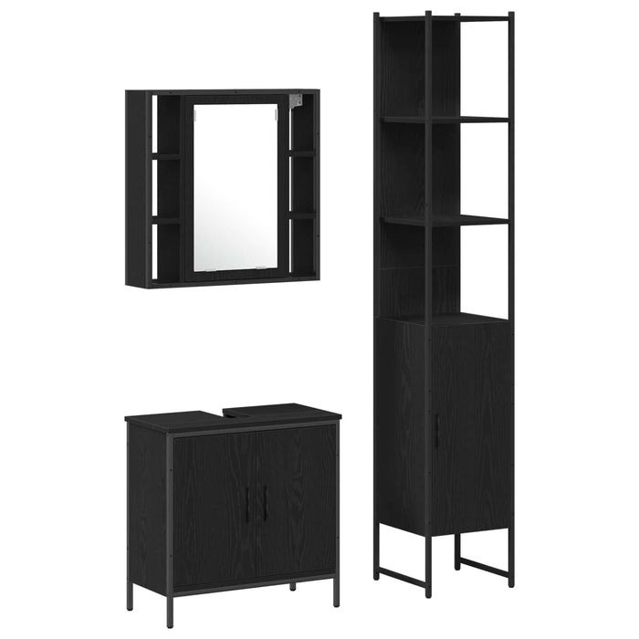 Unități de vanitate pentru baie 3 pcs Negru Lemn compozit - WALTI WALTI