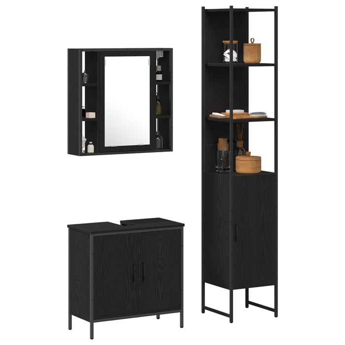 Unități de vanitate pentru baie 3 pcs Negru Lemn compozit - WALTI WALTI