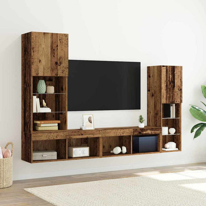 Cabinet TV 4 pcs Lemn vechi Lemn compozit - WALTI WALTI