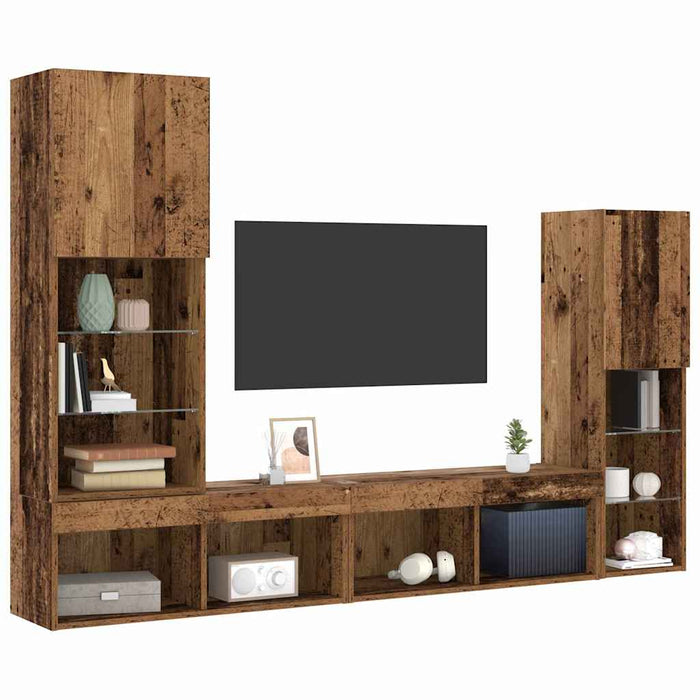 Cabinet TV 4 pcs Lemn vechi Lemn compozit - WALTI WALTI