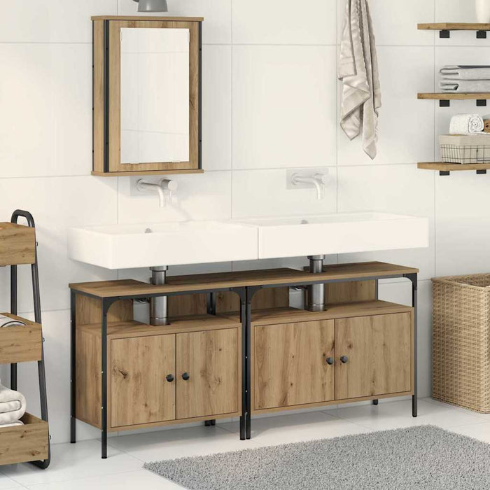 Set de mobilier pentru baie 3 piese Stejar artizanal Lemn ingineresc - WALTI WALTI