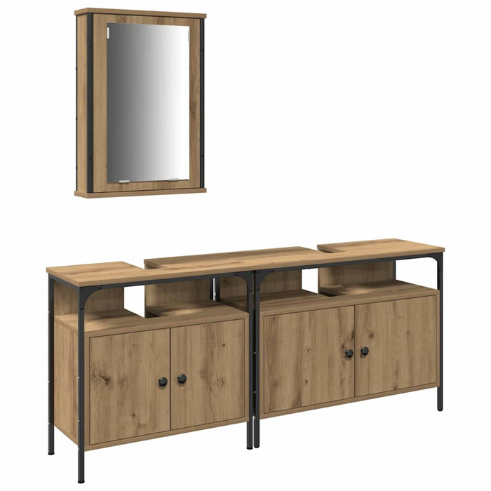Set de mobilier pentru baie 3 piese Stejar artizanal Lemn ingineresc - WALTI WALTI