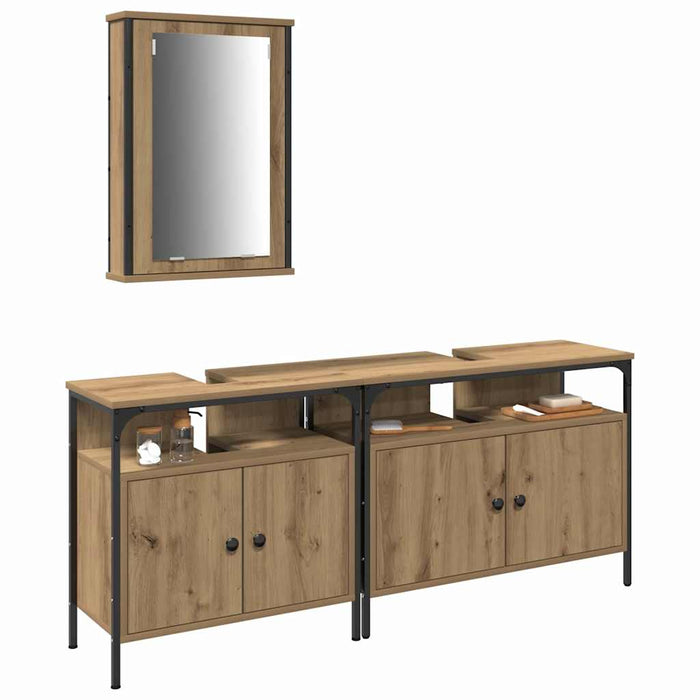 Set de mobilier pentru baie 3 piese Stejar artizanal Lemn ingineresc - WALTI WALTI
