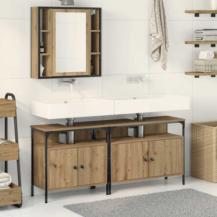Unități de vanitate pentru baie cu ușă 3 pcs Maro Lemn compozit - WALTI WALTI