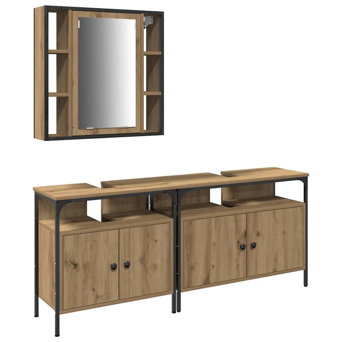 Unități de vanitate pentru baie cu ușă 3 pcs Maro Lemn compozit - WALTI WALTI