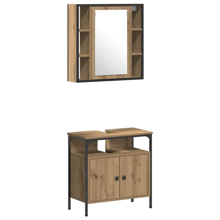 Set dulap baie cu sertar 4 pcs stejar artizanal Lemn compozit - WALTI WALTI