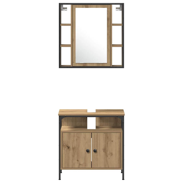 Set dulap baie cu sertar 4 pcs stejar artizanal Lemn compozit - WALTI WALTI