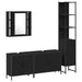 Set de mobilier pentru baie cu raft 4 pcs Negru Lemn compozit - WALTI WALTI