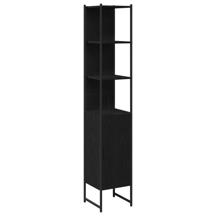 Set de mobilier pentru baie cu raft 4 pcs Negru Lemn compozit - WALTI WALTI