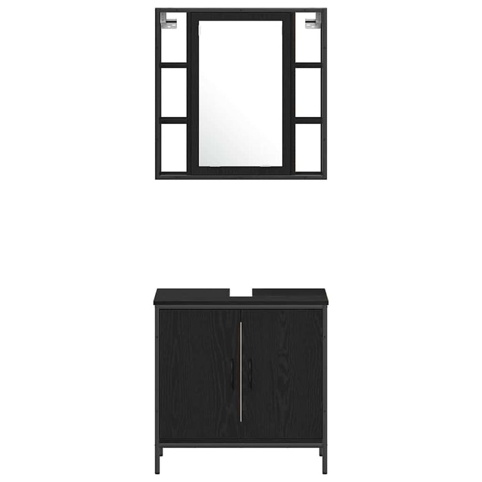Set de mobilă pentru baie 4 piese Negru Stejar Lemn prelucrat - WALTI WALTI