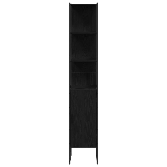 Set de mobilier pentru baie cu raft 4 pcs Negru Lemn compozit - WALTI WALTI