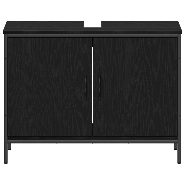 Set de mobilier pentru baie cu raft 4 pcs Negru Lemn compozit - WALTI WALTI