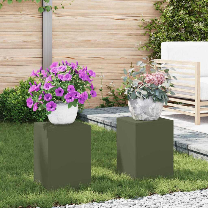 Suport pentru plante 2 pcs Olivengrønn 24 x 24 x 35 cm Oțel - WALTI WALTI