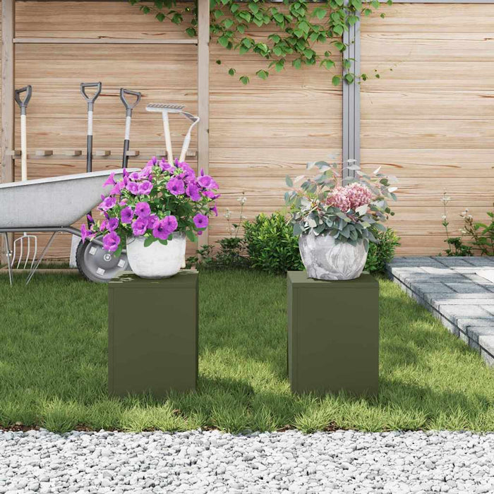 Suport pentru plante 2 pcs Olivengrønn 24 x 24 x 35 cm Oțel - WALTI WALTI