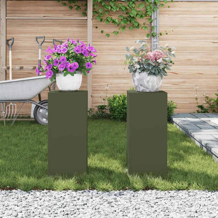 Suport pentru plante 2 pcs Olivengrønn 24 x 24 x 55 cm Oțel - WALTI WALTI