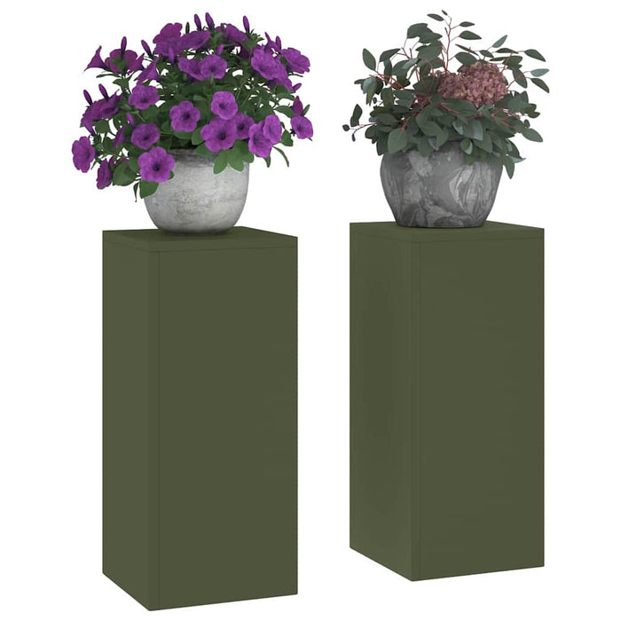 Suport pentru plante 2 pcs Olivengrønn 24 x 24 x 55 cm Oțel - WALTI WALTI